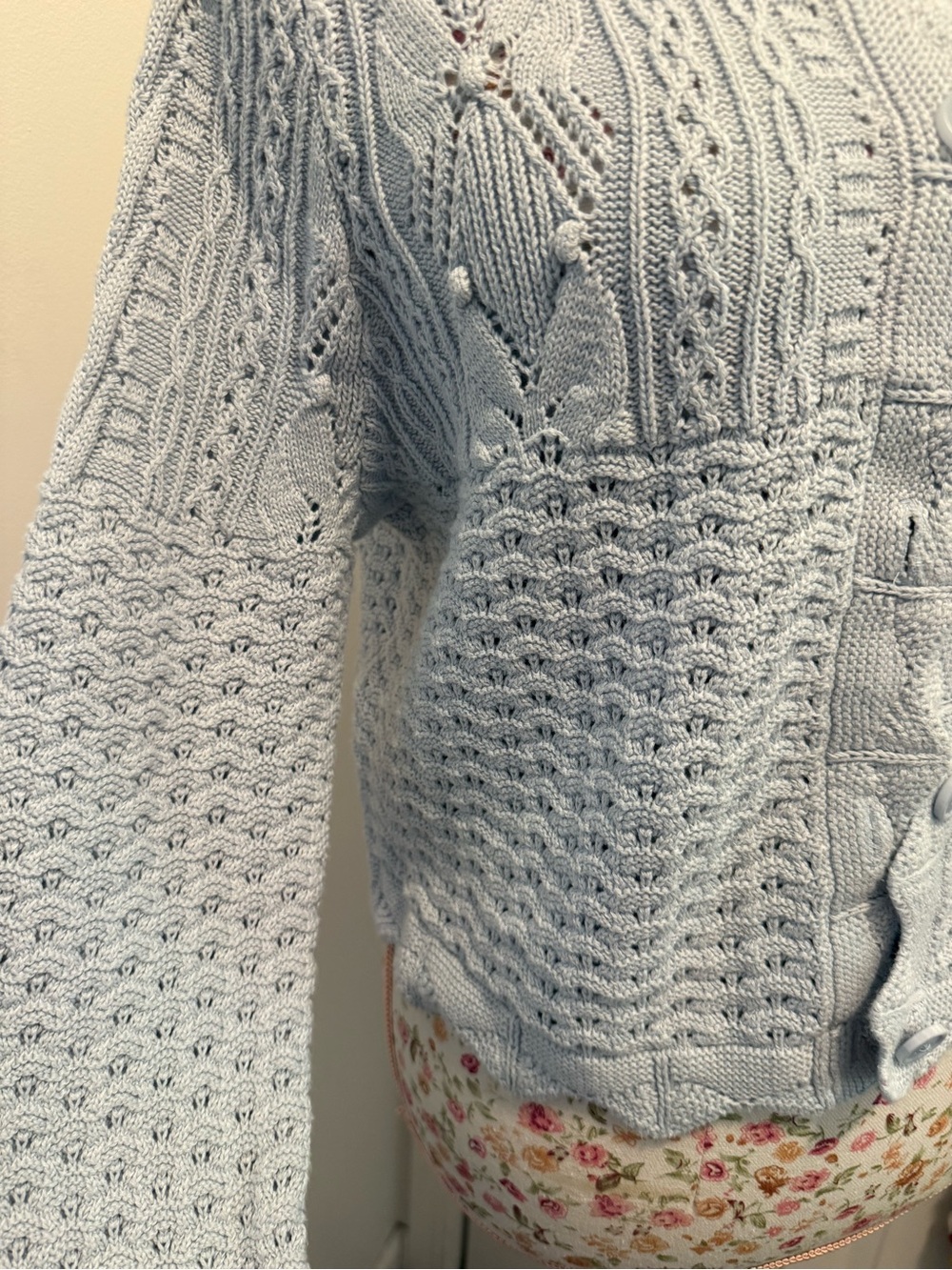Universal Thread Light Blue Cable Knit Button-Up Cardigan - Picture 2 of 6